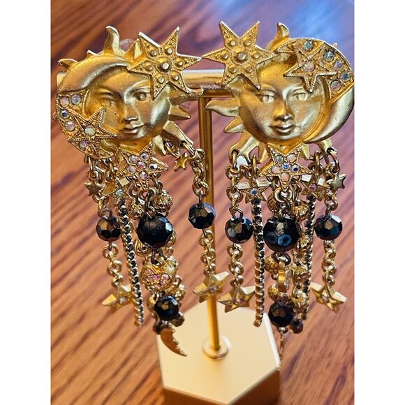 VINTAGE Celestial KIRKS FOLLEY earrings sun moon star dangle with BRACLET READ - Picture 4 of 16